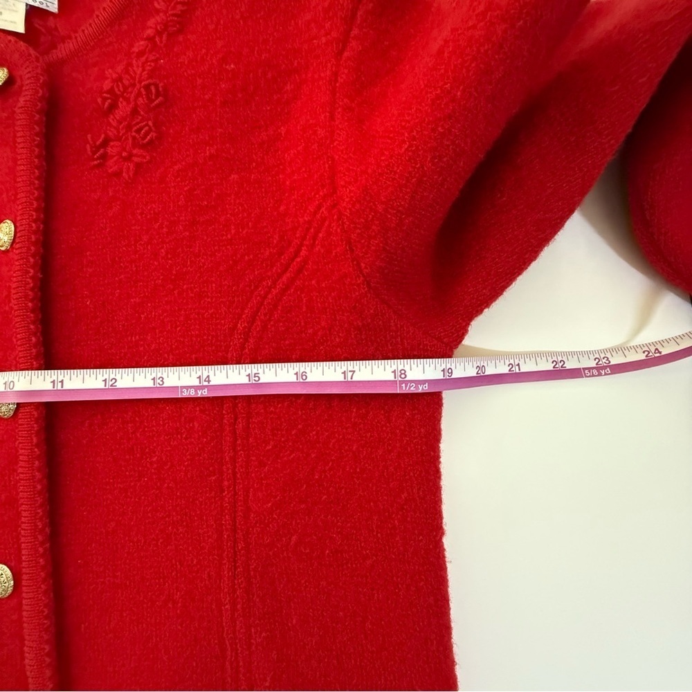 Vintage Pendleton red wool cardigan sweater jacket woman M petite embroidery - Picture 11 of 12